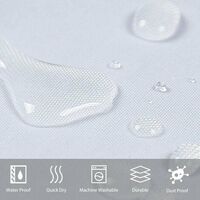 Waterproof Mildew Resistant Shower Curtain, White 200x220cm Fabric Polyester, Compatible with Bathtub or Bathroom, Washable