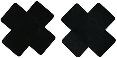 10-pack Disposable X, Plus Sign, Cross Self-Adhesive Satin Nipple Cover Pasties Stickers Black Black Black
