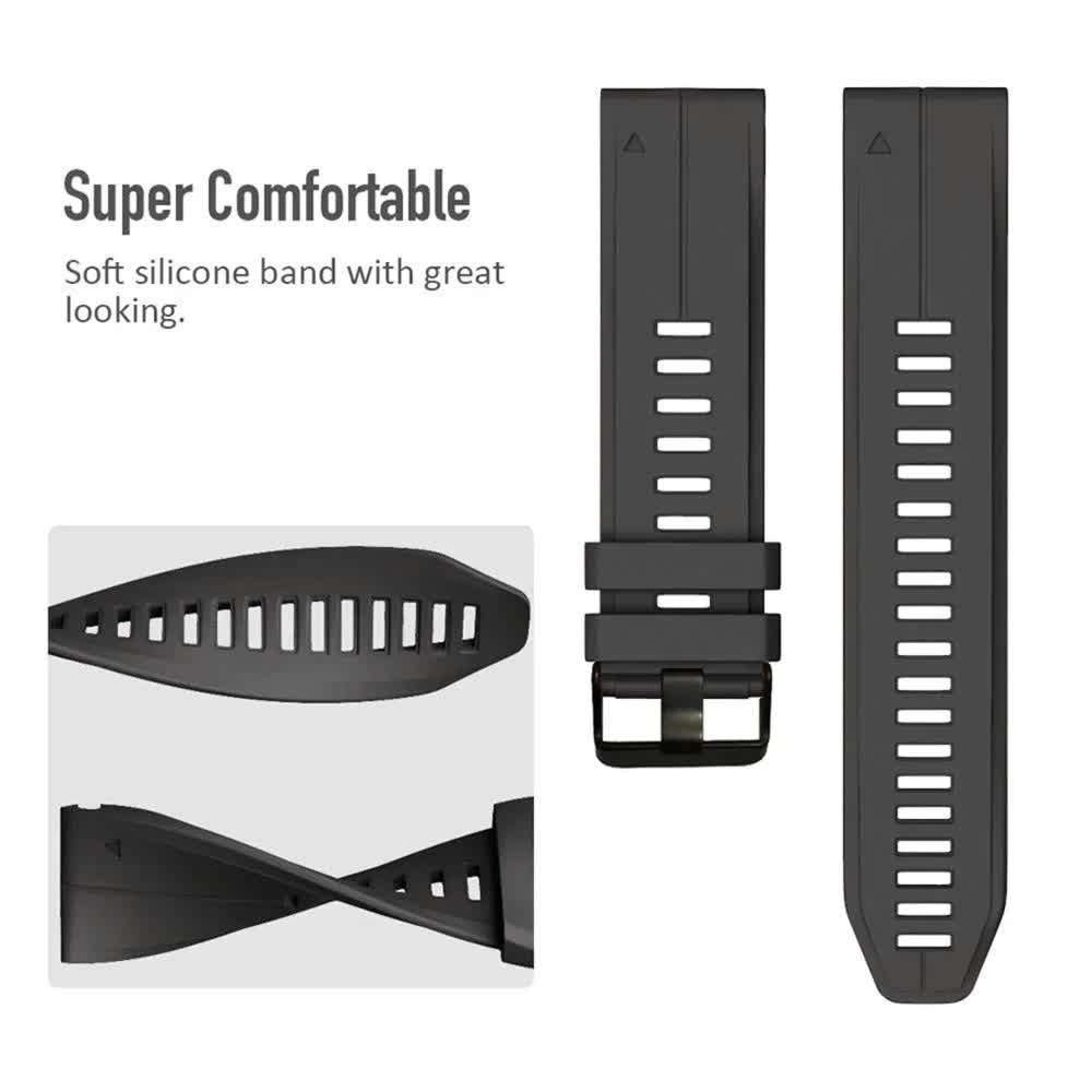 Silicone Strap for Garmin Fenix 7X 7 Pro Solar 6X 6 Sapphire 5 5X Plus 3 3HR Epix Compatible with Garmin QuickFit 22mm 26mm Army Green Watch Band