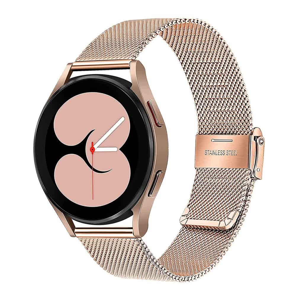 Stainless Steel Bracelet Compatible withSamsung Galaxy Watch 4 5 6 40mm 44mm Mesh Loop Bling Case Gold Set