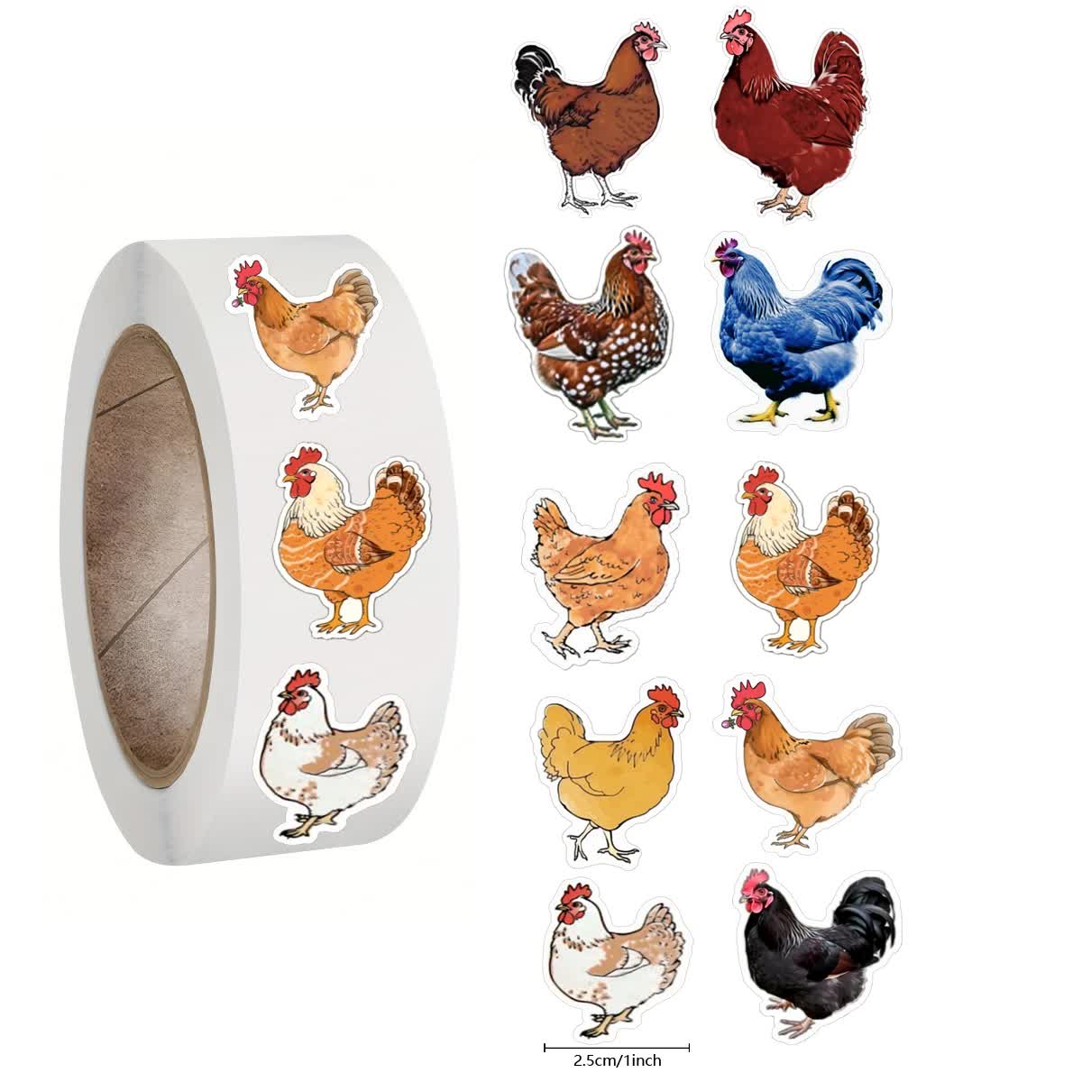 500pcs Cartoon Animal Roll Stickers Bee Horse Dog Chicken Frog Unicorn Notebook Stickers Waterproof Self-adhesive Paper with Hefe Frog