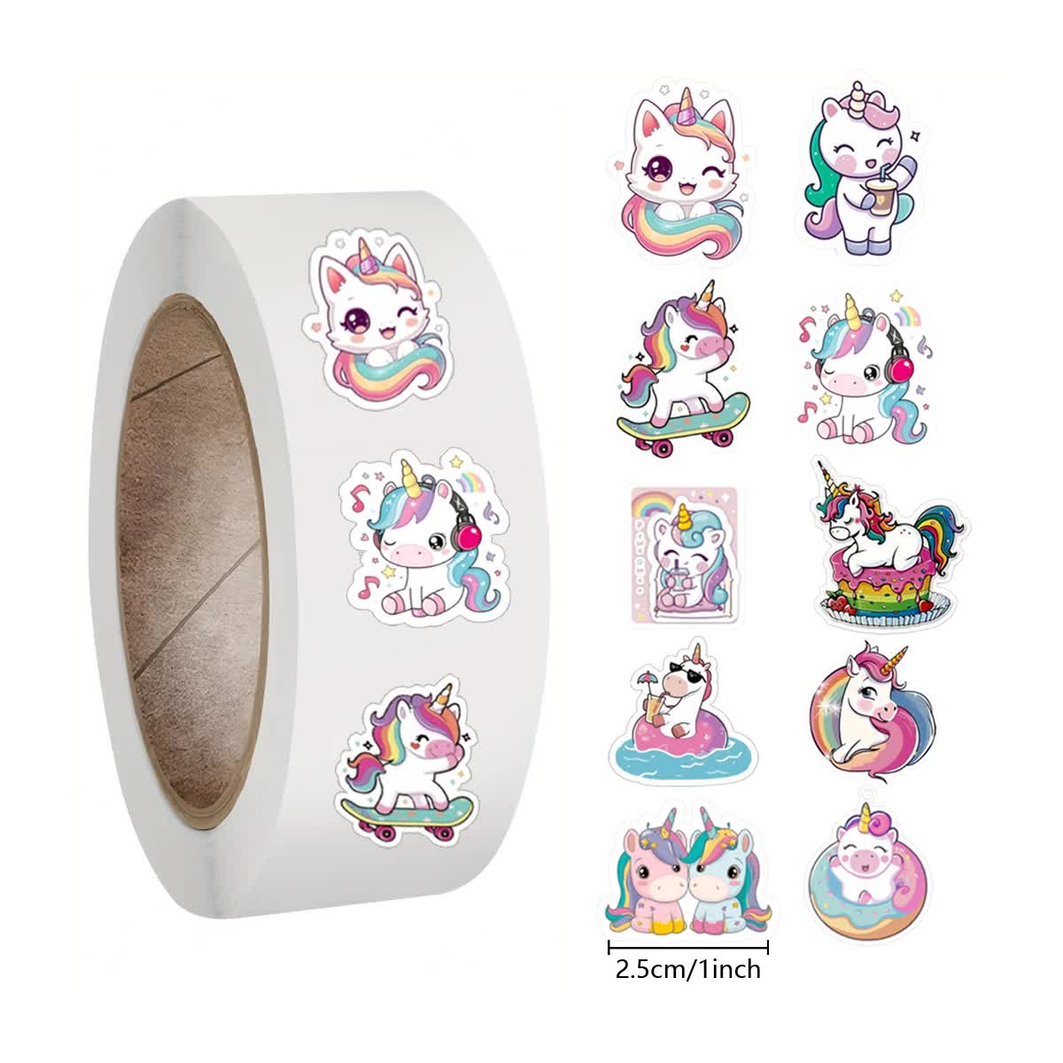 500pcs Cartoon Animal Roll Stickers Bee Horse Dog Chicken Frog Unicorn Notebook Stickers Waterproof Self-adhesive Paper with Hefe Frog