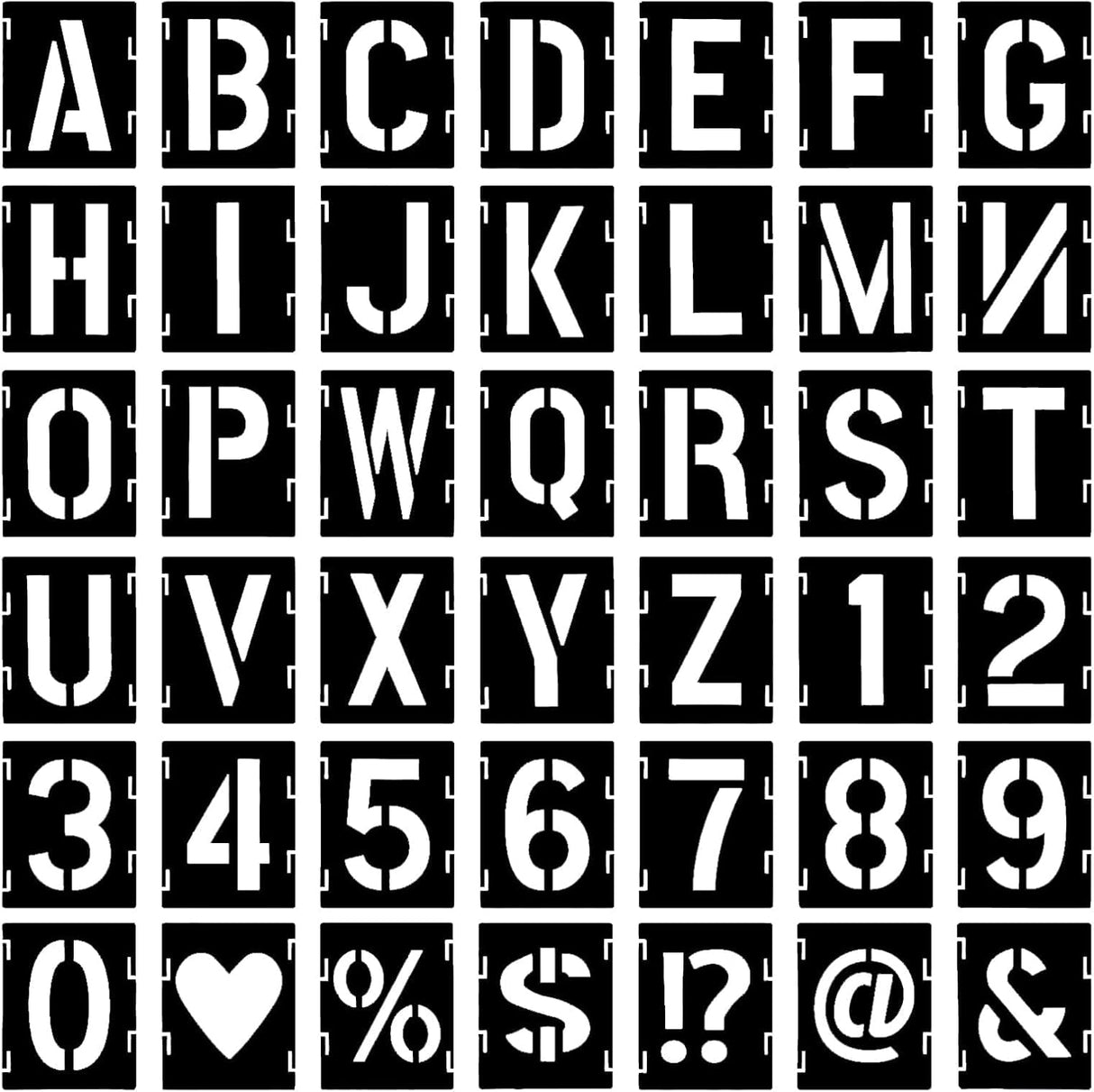 Alphabet Stencils for Capital Letters and Numbers