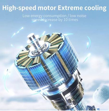 Portable Fan Handheld Mini Turbo Fan Battery , High Speed Powerful Ice Cooling 5 Speed Adjustable Rechargeable Personal Fans for Beach Camping Travel Working (Starry Gray)