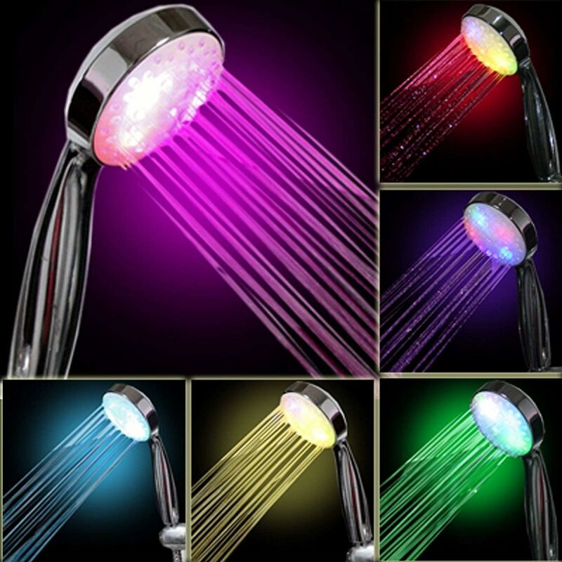 Intetech 7 Color LED Shower Head, Multicolor, Universal Fit