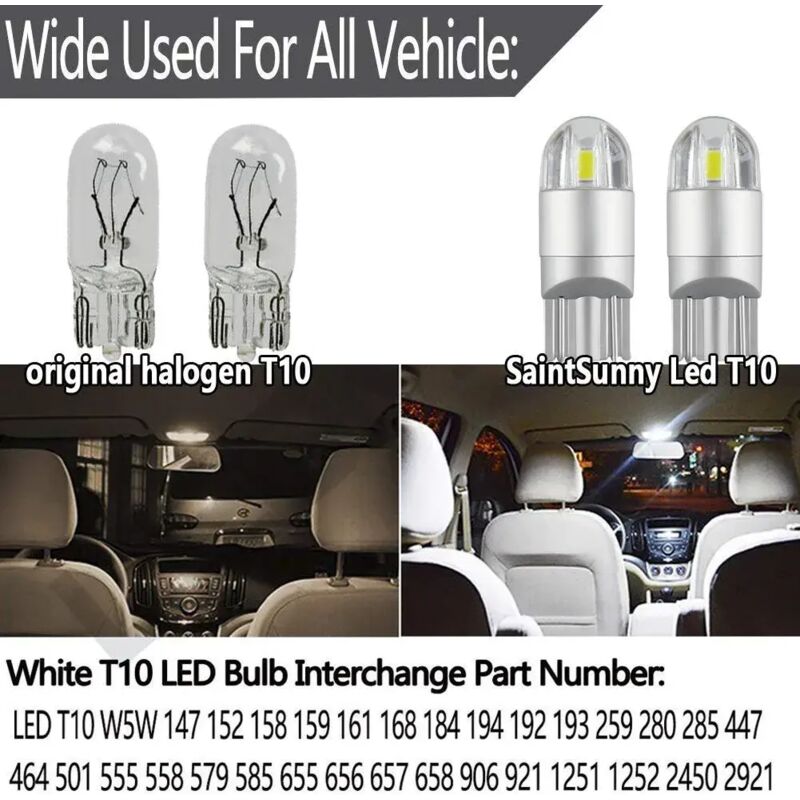T10 W5W LED Side Marker Light 12V 6000K White 168 194 LED Turn Signal Light For Car Motorcycle License Plate Light Bulb