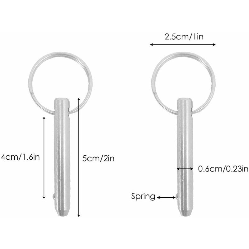 4 pcs Quick Release Pins, 6.3Mm Top Pin Diameter, 51Mm Total Length, 40Mm Effective Length With 316 Stainless Steel