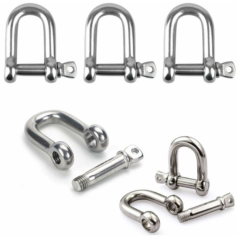 Stainless Steel Shackle 12 pcs M4 Stainless Steel Shackle Lifting Shackle Chain D Ring Shackle Pin Screw Buckle
