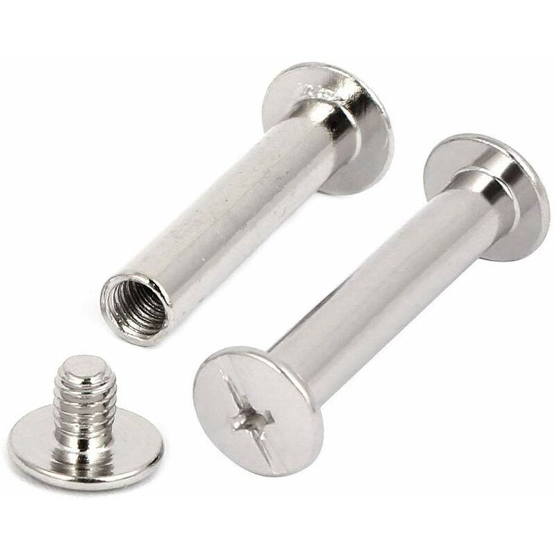 Binding Chicago Screws, 30 Sets Metal Chicago Button Binding Screws Assortment Kit Nickel Plated Binding Screws Binder