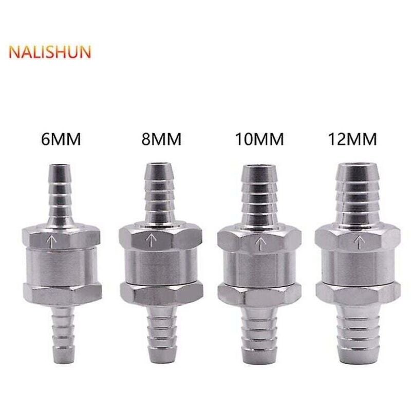 4 pcs Set Non-Return Valves 6/8/10/12Mm, Aluminum Alloy Fuel Valve With Arrow For Petrol Diesel Car Boat Motorcycle
