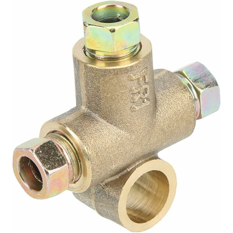 Brake Line Tee Pipe Connector T Shape 3 Way Adapter With 3 Male Nuts Short Union M10 3/16 Inch 10Mm Hose+3 Way Brake