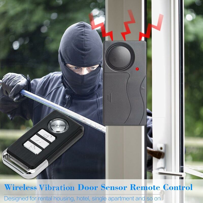 Wireless Vibration Alarm, Anti-Theft For Bicycle/Motorcycle/Car/Vehicles/Door/Window, 110Db Sound (Remote Control