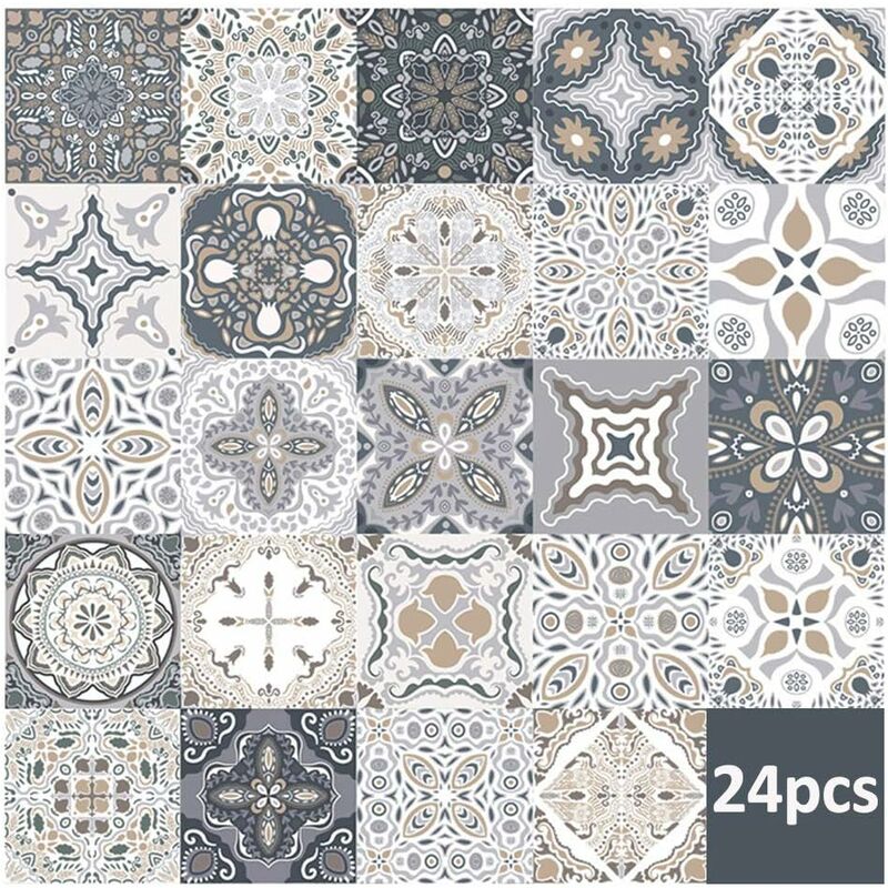 24 pcs Wall Tile Stickers - Self Adhesive Tile Stickers For Kitchen Living ROom Bathroom Home Decor (10Cm)