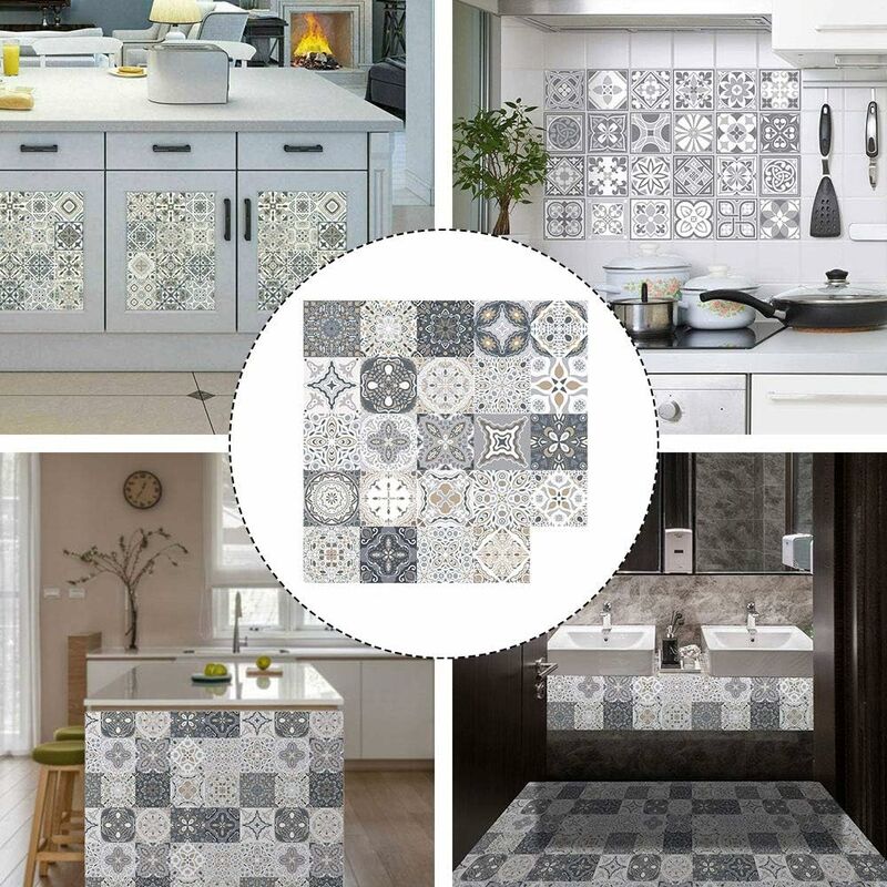 24 pcs Wall Tile Stickers - Self Adhesive Tile Stickers For Kitchen Living ROom Bathroom Home Decor (10Cm)