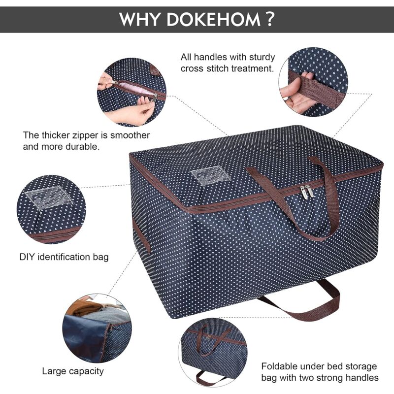 100L Garment Bags, Thick Oversized Organizer Storage Bag, Travel Bag (Blue)
