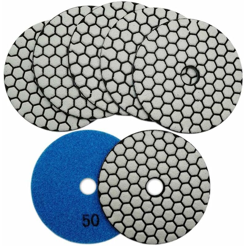 7 pcs Diamond Polishing Disc 4"/100Mm Dry Diamond Polishing Pads For Marble, Granite, Stone, Concrete (50)