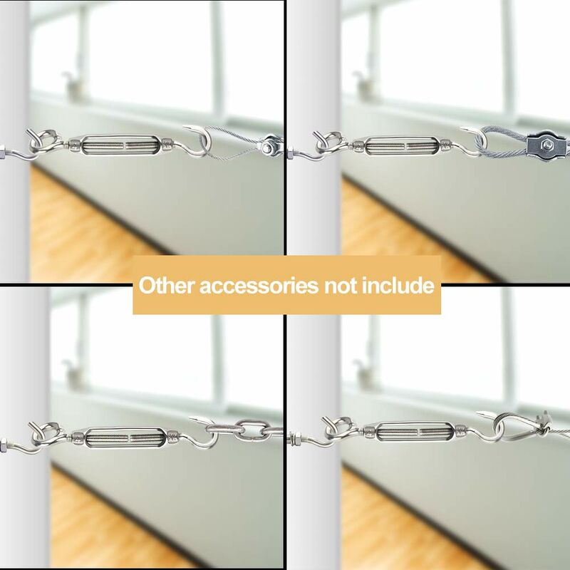 6 pcs Wire Tensioner M4 Stainless Steel Adjustable Turnbuckle Hook And Eye Set Heavy Duty