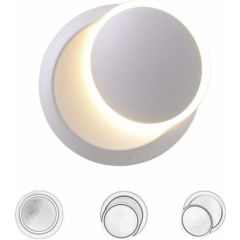 Indoor Wall Lights White LED Wall Lamp 5W Modern Wall Light Warm White Creative 2 In 1 Iron Wall Sconce LED Lamp (White)
