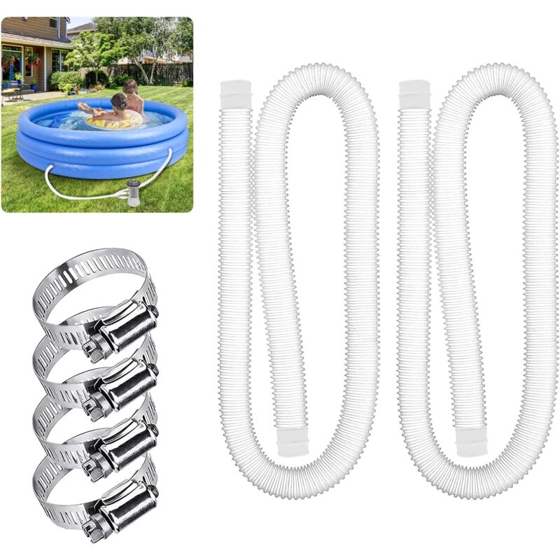 1.25" Diameter Pool Replacement Hose For Above Ground Pools, Pool Hose With Metal Clamp For Intex Filter Pump - 1.5