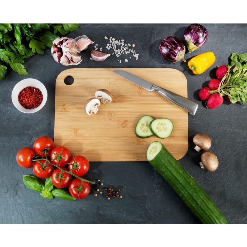 Bamboo Cutting Board M - Kitchen Board, Cutting Board With Grip Hole, Blade-Friendly, Bamboo, 30 X 0.8 X 20 Cm, Brown