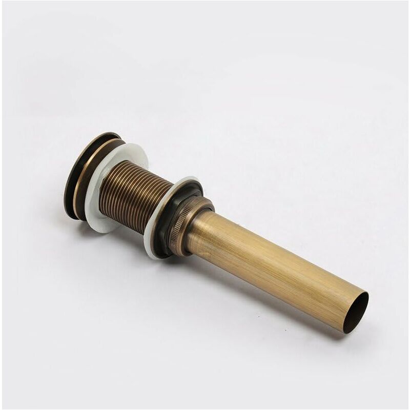 Single Handle Push-Pull Pop-Up Clicker Sink Faucet Build Plug Without Overflow (Antique Brass)