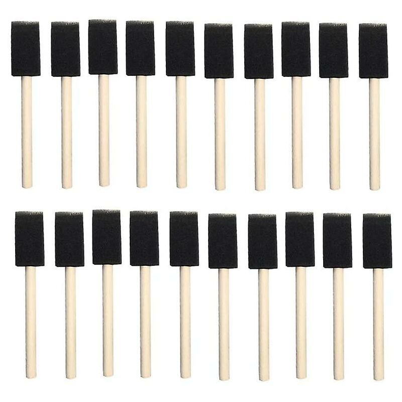 25 pcs Foam Sponges Paint Wooden Handle Flexible Poly Foam Brush Angled Brush For Acrylics Stains Varnishes Crafts Art