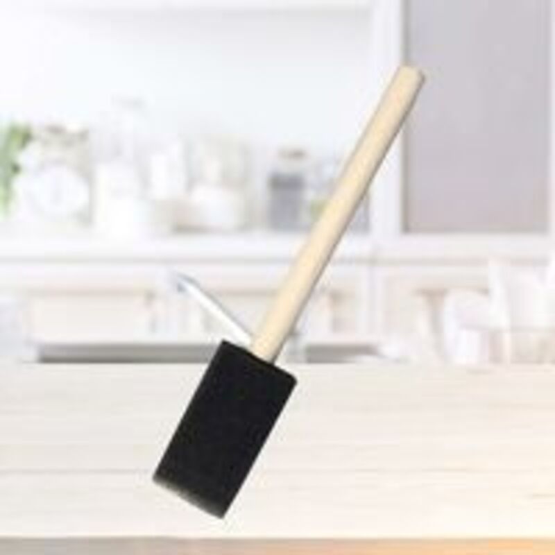 25 pcs Foam Sponges Paint Wooden Handle Flexible Poly Foam Brush Angled Brush For Acrylics Stains Varnishes Crafts Art