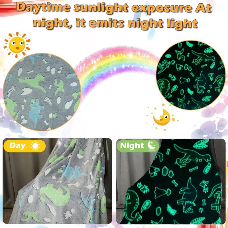 Kids Cozy Blanket, Glow In The DArk Soft Cozy Blanket, Sofa Bed Fluffy Blanket For Girls Boys. (150200 Cm)