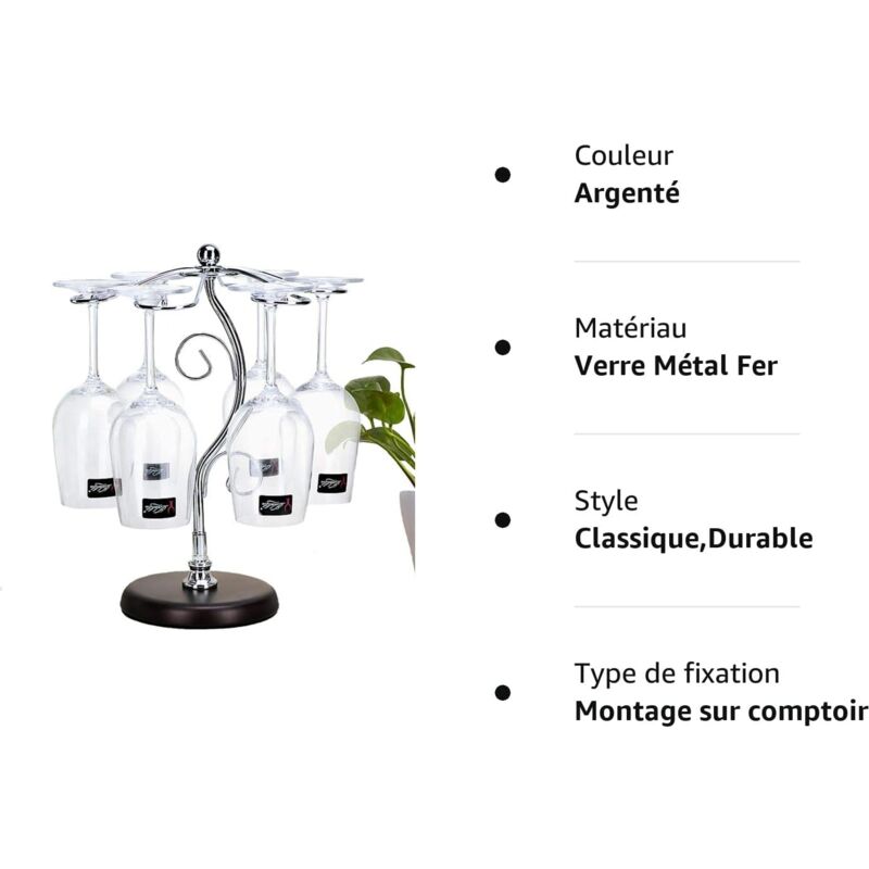 Countertop Wine Glass Rack - Air Drying System - Kitchen Glass Storage Rack - Wine Glass Storage Rack 35 X 25 Cm