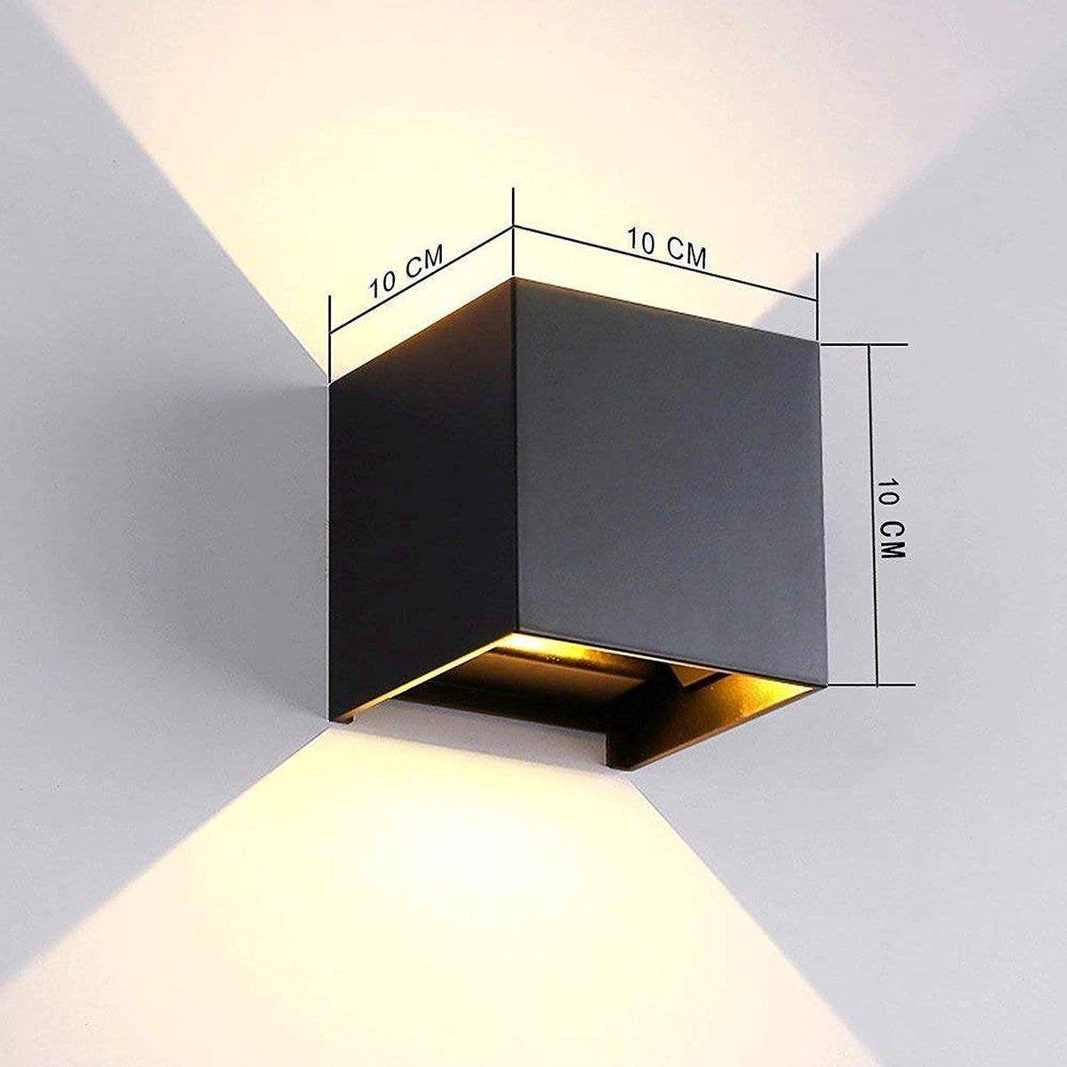 Wall light - cube lamp - Outdoor lamp - for indoor and outdoor use - black - industrial - LED lamp - 10×10 cm - 12 watt