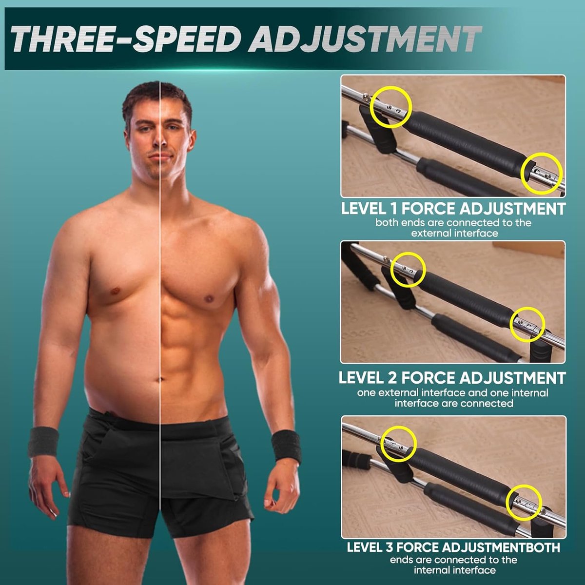 Arm Trainer - U-Shaped Twister - Adjustable Chest Enlarger with 3 Resistance Levels - Detachable Fitness Chest Enlarger - Portable Arm, Chest, and Shoulder Trainer