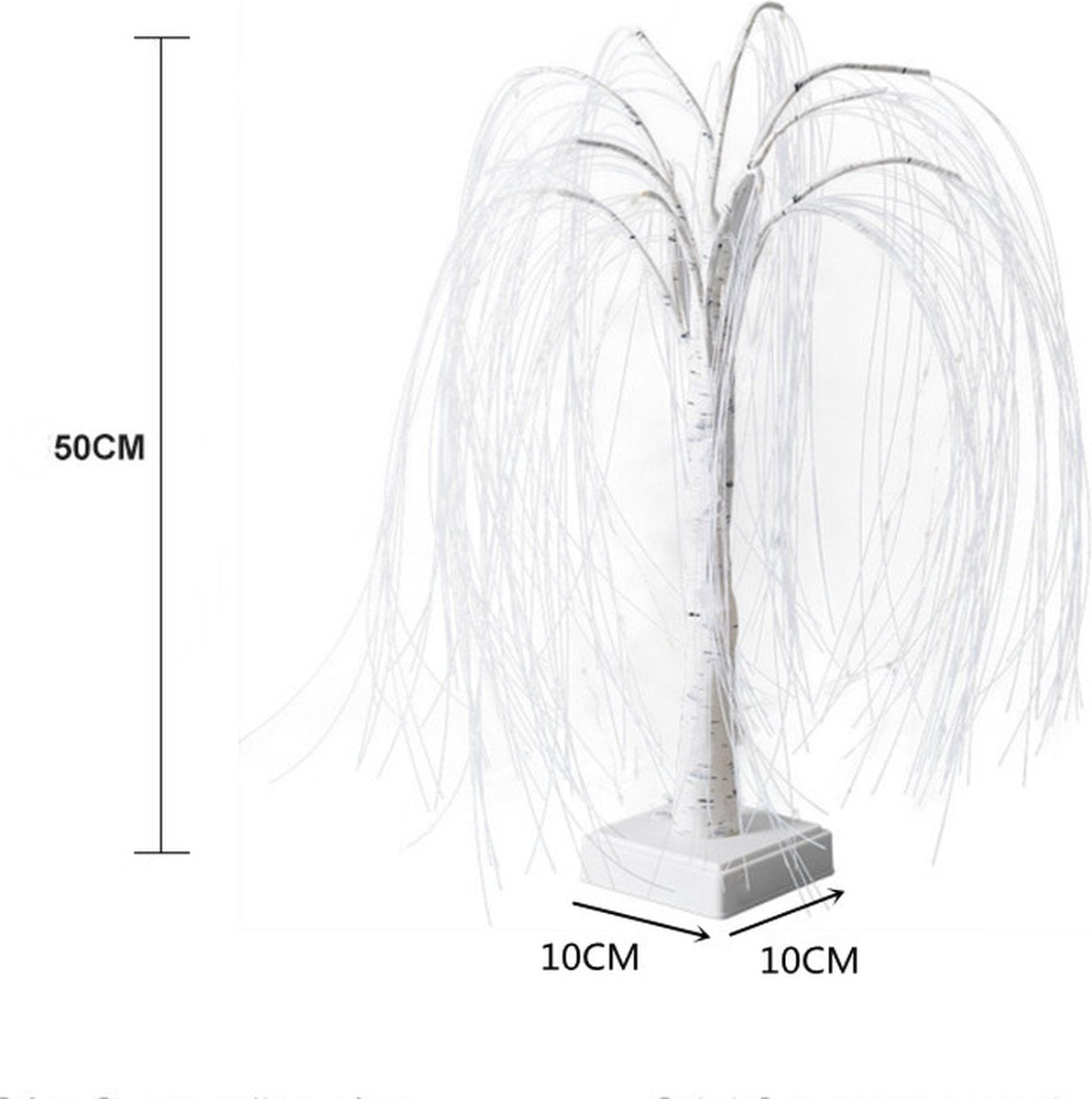 Elegant 50cm tall LED willow lamp with 7 modes - for living room and bedroom - Dual Power (USB and battery), warm white ambient light, Design - white