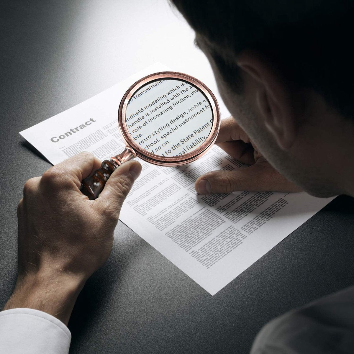Magnifying glass - 10x magnification - 8.5 x 22.5 cm - wooden handle - Vintage - best reading magnifier