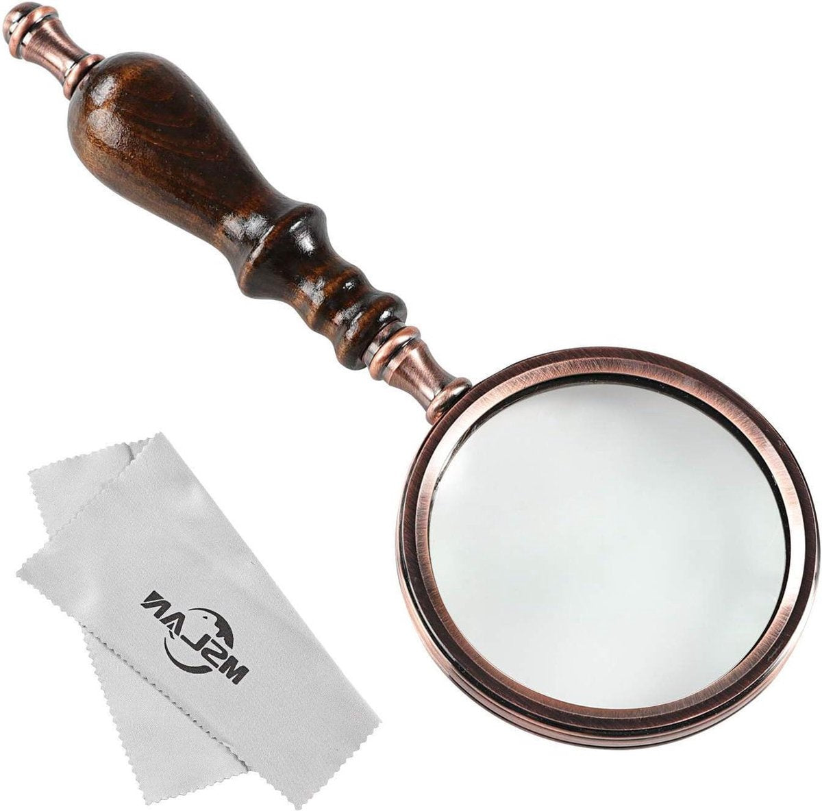 Magnifying glass - 10x magnification - 8.5 x 22.5 cm - wooden handle - Vintage - best reading magnifier