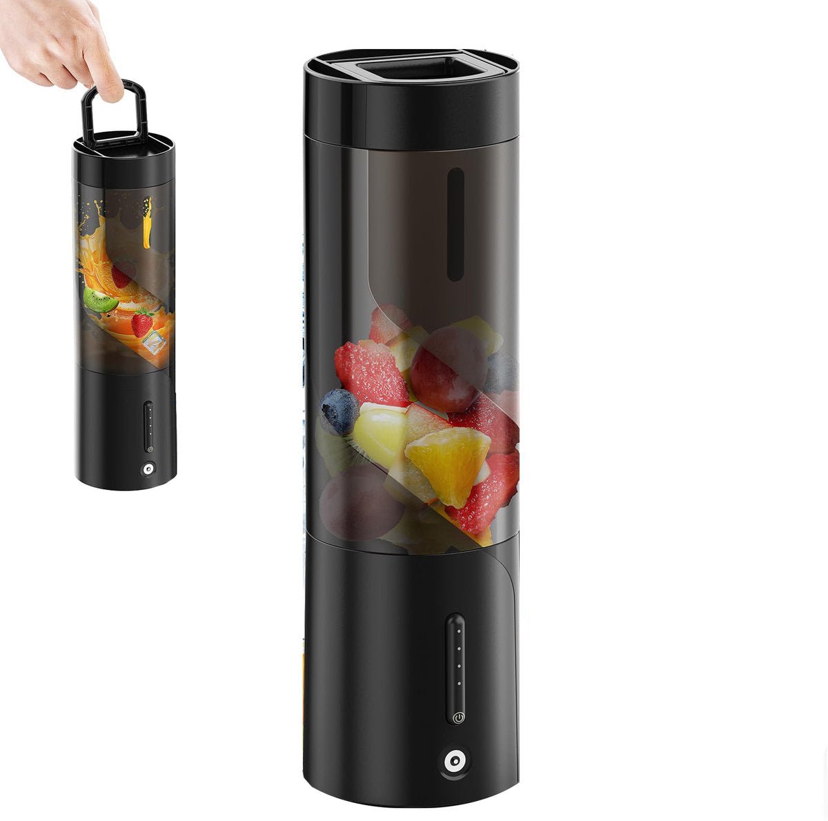 Portable Blender - Blender - Mini Blender - On-the-Go Blender - Mini Juicer - Smoothie Maker - 450 ml - For milkshakes and smoothies, 6-blade mini blender, mini blender, magnetic charger - Black