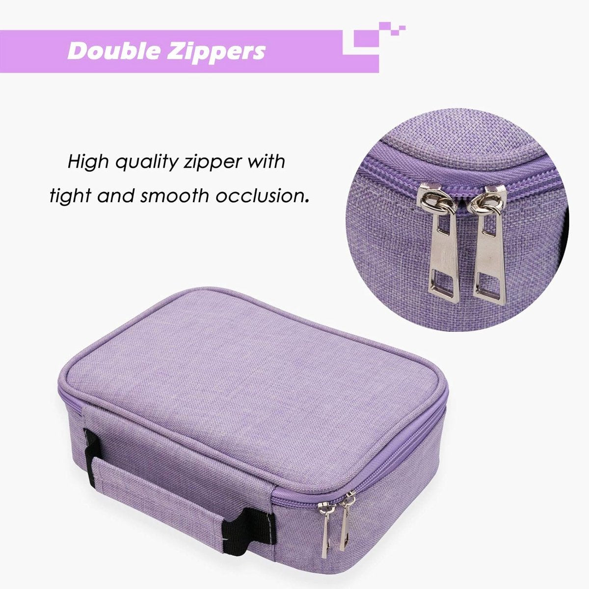 AMGOMH 72-slot pencil case, large capacity, student stationery, colored pencils, with inner pocket for small gadgets (purple)
