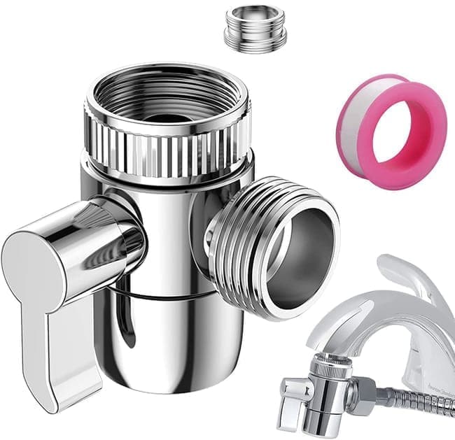 Kitchen Faucet Diverter Valve with Skimmer T-pipe Adapter for Hand Shower, Compatible with M22 M24 G1/2 Connections