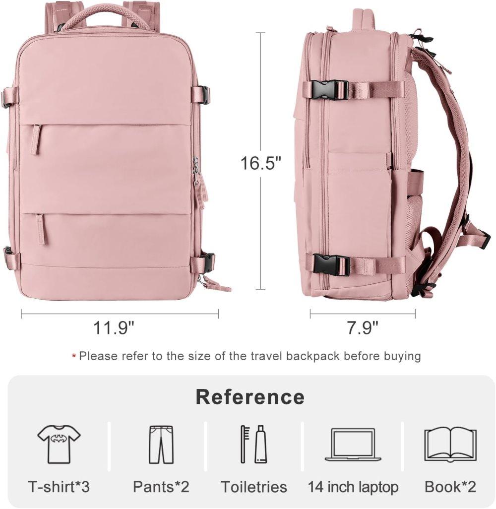 42L Travel Backpack Cabin Bag Hand Luggage Flight with Dry Wet Sorting, 42 x 30 x 20 cm, Pink