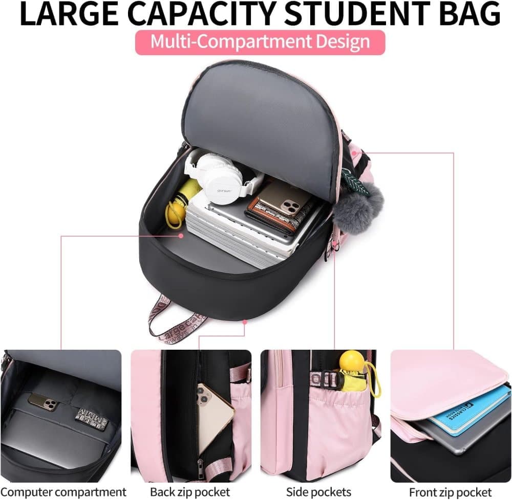 Children Backpack for School, Waterproof Durable Large Capacity Backpack for Kids Teens, Comfortable to Carry, Pink