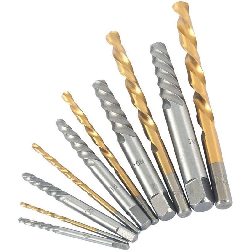 10 Pack Left Hand Screw Extractor and Drill Bit Set, Cobalt Countersink for Drill