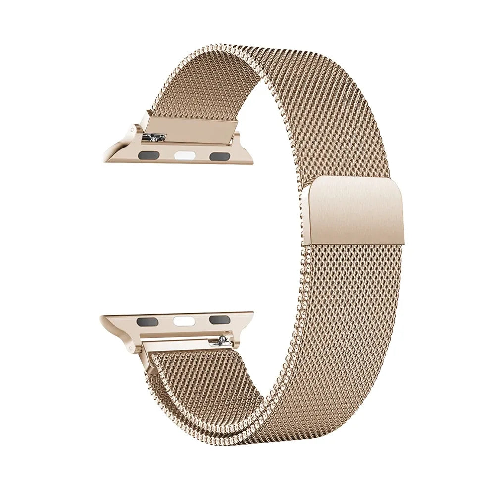 Milanese Watch Band Compatible with Apple Watch Ultra 2 3 Series 11 10 9 8 7 6 5 3 SE Champagne, 42mm 44mm 45mm 46mm 49mm