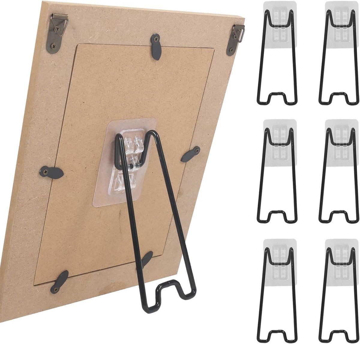 6-Pack Black Self-Adhesive Metal Photo Frame Easel Backs, 5.12 x 2.17 Inches for 5.9-10.2 Inch Frames