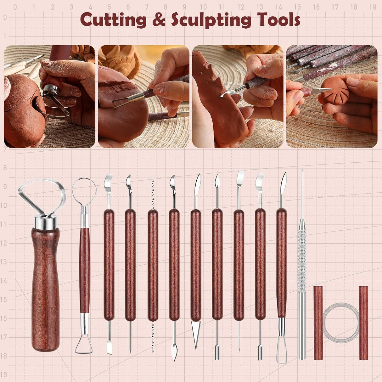 36PCS Pottery Tools and Supplies, Ceramic Polymer Tools Kit, Clay Tools Sculpting Set for Pottery Kiln, Pottery Wheel, Carving, Shaping, Dotting, Molding, Modeling, Air Dry Clay, Crafting Supplies