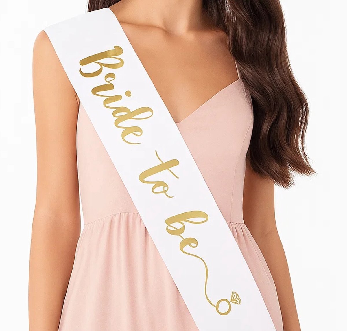 Bride To Be Sash | Bachelorette Party Sash | 80 Cm | White with Gold