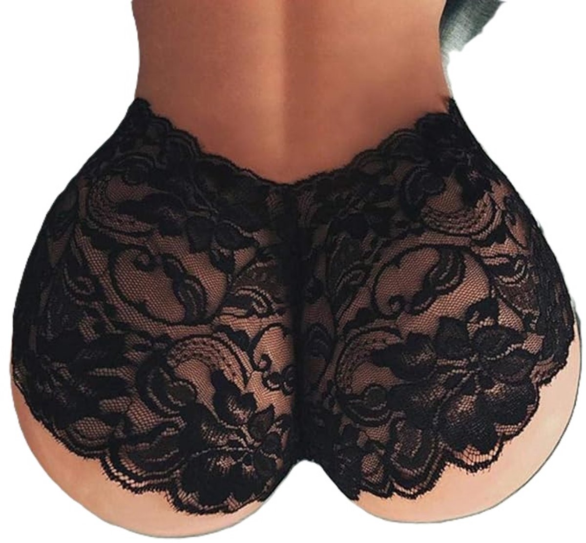 Set of 2 Sexy Lace Panties with Floral Pattern | 1 x Black & 1 x White | Erotic Underwear | Sexy Thong | Size L