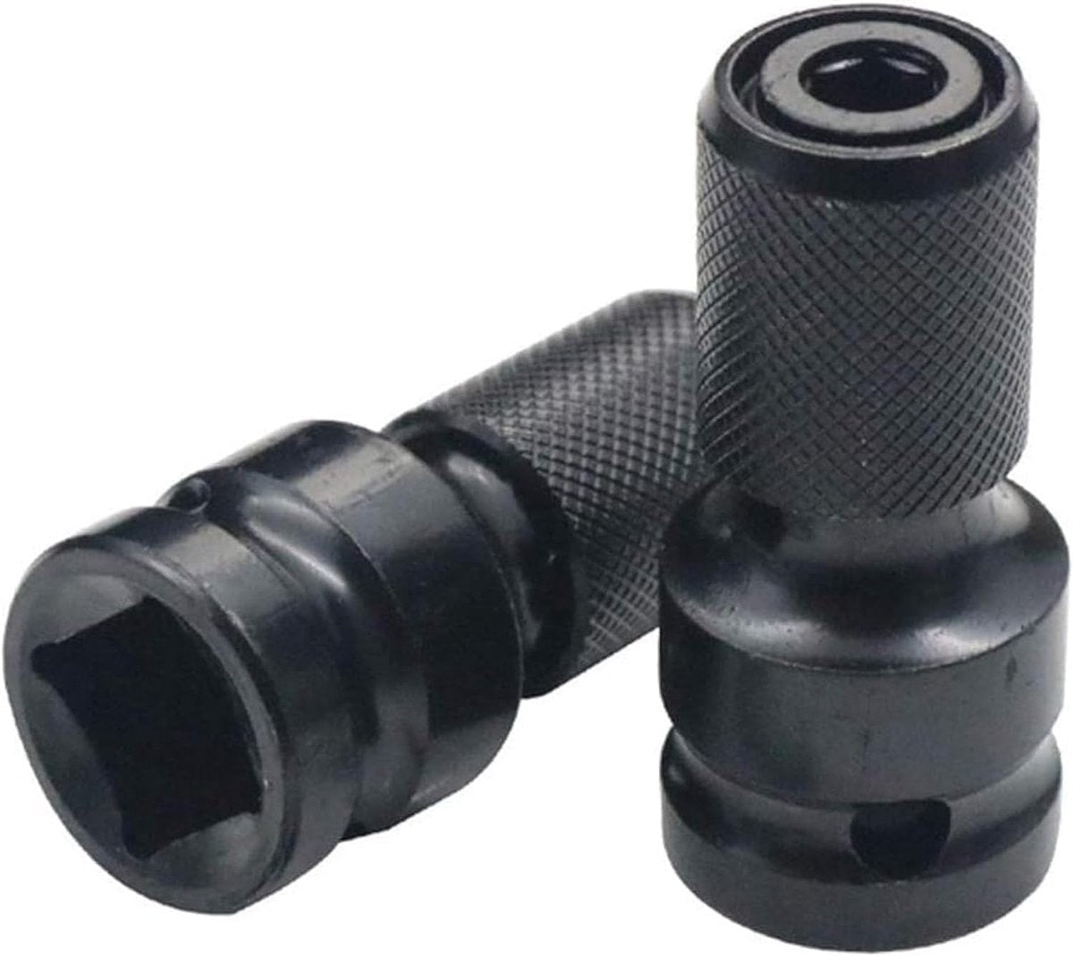 2-Pack Screwdriver Adapter - 1/2 inch Square Drive to 1/4 inch Hex Female - Suitable for Impact Air and Electric Wrenches - Black Hardened Steel Connector - Universal Tool Adapter