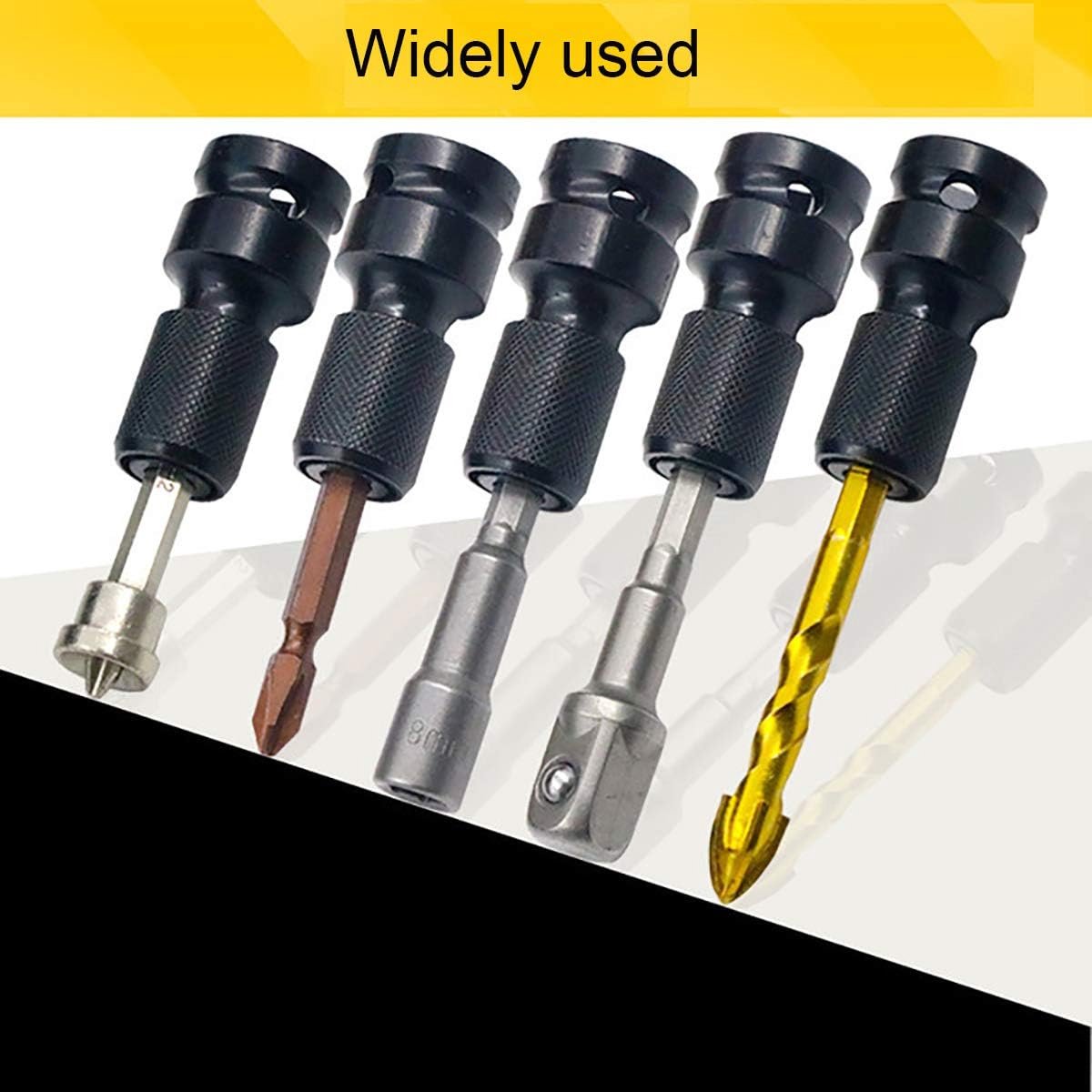2-Pack Screwdriver Adapter - 1/2 inch Square Drive to 1/4 inch Hex Female - Suitable for Impact Air and Electric Wrenches - Black Hardened Steel Connector - Universal Tool Adapter