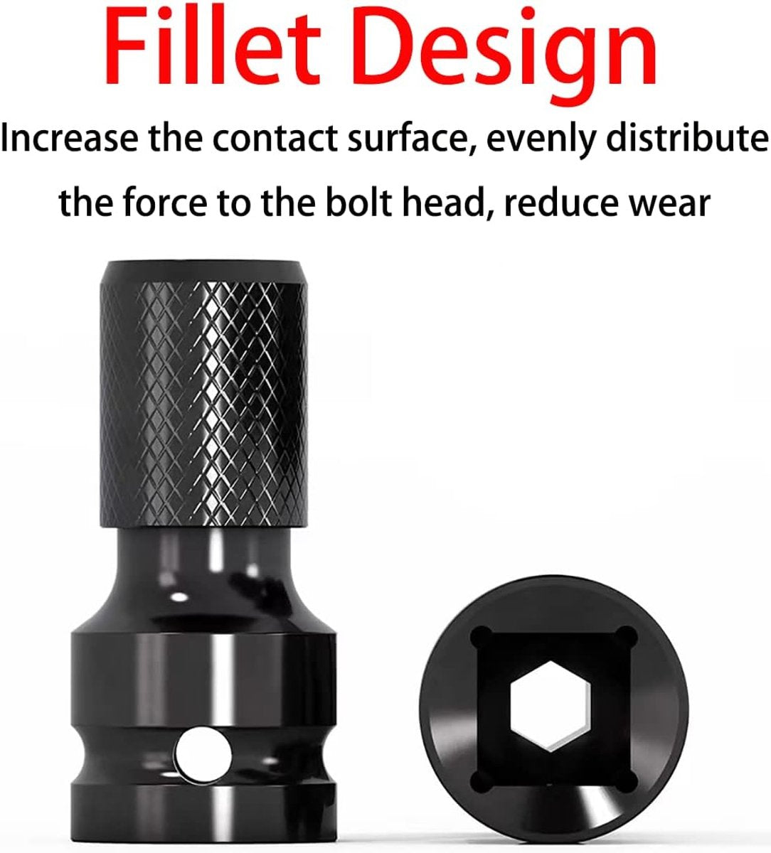 2-Pack Screwdriver Adapter - 1/2 inch Square Drive to 1/4 inch Hex Female - Suitable for Impact Air and Electric Wrenches - Black Hardened Steel Connector - Universal Tool Adapter