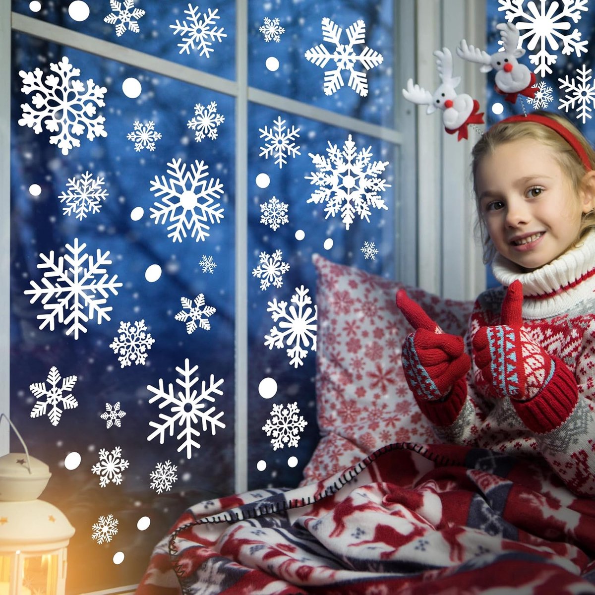 Reusable Christmas Window Stickers - Christmas Window Stickers - Christmas Window Stickers - Christmas Window Decoration - 116 stickers for the holidays, including 9 snowflake stickers - Suitable for winter interior decorations - Festive home decoration