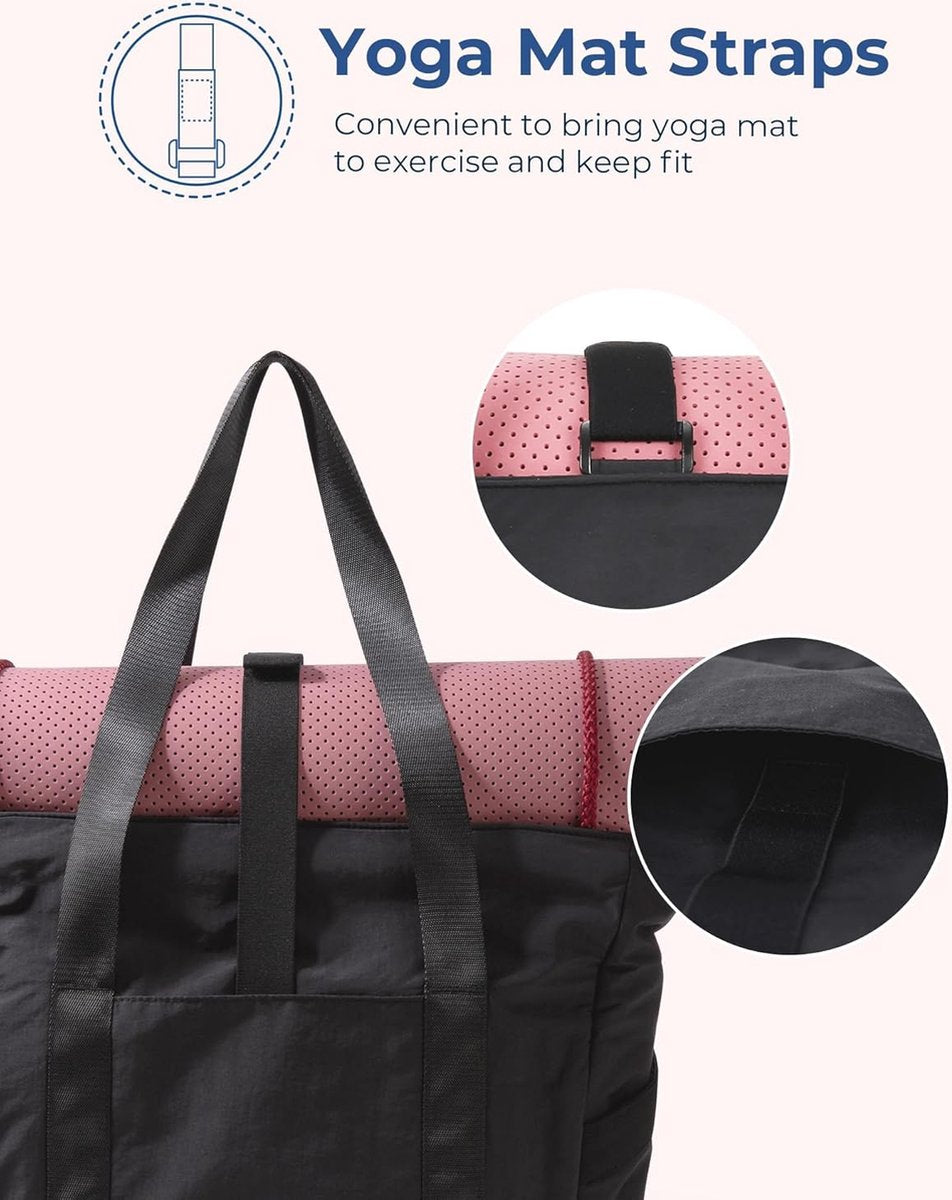 Women's Handbags - Women's Shopper Bag with Zipper - Large Shoulder Bag / Women's Handbag - School Bag - Shoulder Bag - Laptop Bag - Women's Bag - Handbag - Shopper - Weekend Bag - Shopping Bag - Beach Bag - Yoga / Fitness / Travel - Black